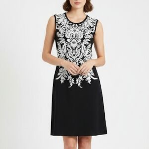 line knitwear women's knit dress sleeveless a-line XS Black And White